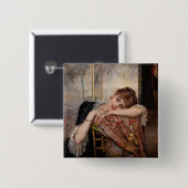 Albert Edelfelt - De Parisienne/Virginie Vierkante Button 5,1 Cm (Voorkant /achterkant)