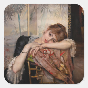 Albert Edelfelt - De Parisienne/Virginie Vierkante Sticker