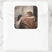 Albert Edelfelt - De Parisienne/Virginie Vierkante Sticker (Tas)