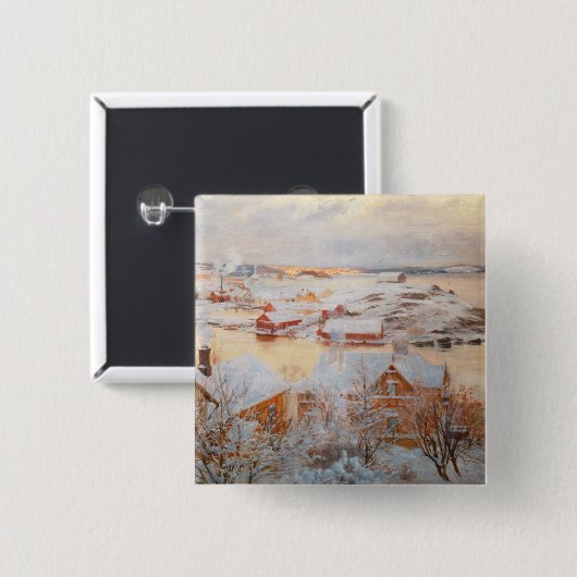 Albert Edelfelt - December - dag Vierkante Button 5,1 Cm (Voorkant /achterkant)