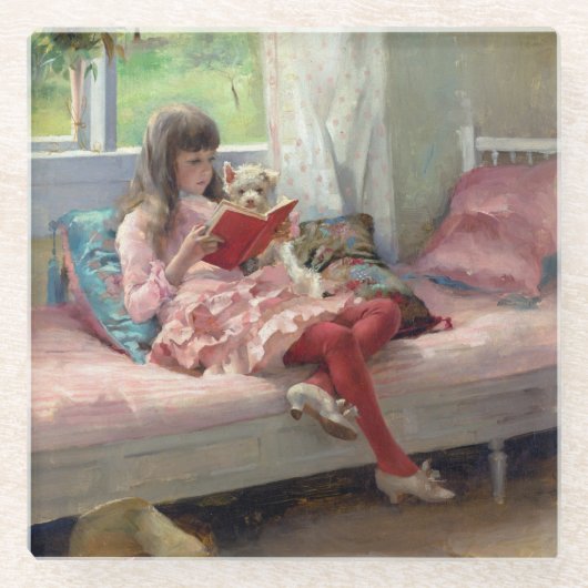 Albert Edelfelt - Goede vrienden Glazen Onderzetter (Voorkant)