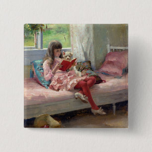 Albert Edelfelt - Goede vrienden Vierkante Button 5,1 Cm