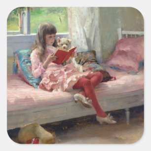 Albert Edelfelt - Goede vrienden Vierkante Sticker