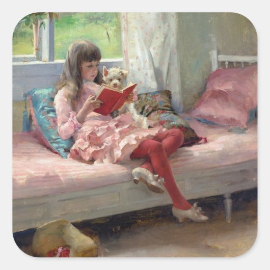 Albert Edelfelt - Goede vrienden Vierkante Sticker (Voorkant)