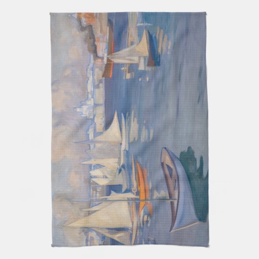 Albert Edelfelt - Harbour in Helsinki Theedoek (Verticaal)