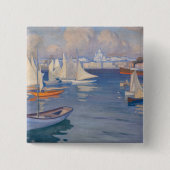 Albert Edelfelt - Harbour in Helsinki Vierkante Button 5,1 Cm (Voorkant)