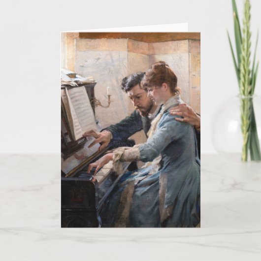 Albert Edelfelt - Het spelen van de Piano Kaart (Voorkant)