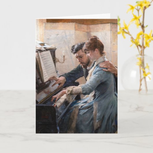 Albert Edelfelt - Het spelen van de Piano Kaart (Gele Bloem)