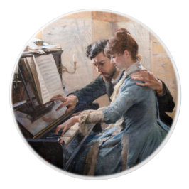 Albert Edelfelt - Het spelen van de Piano Keramische Knop