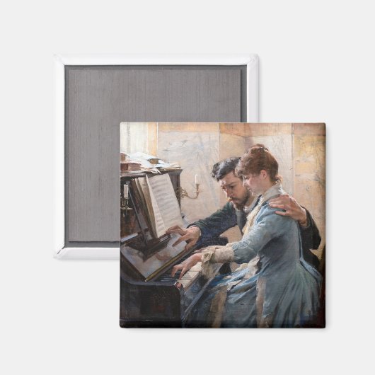 Albert Edelfelt - Het spelen van de Piano Magneet (Voorkant / Achterkant)