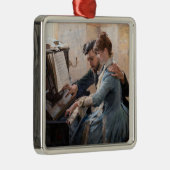 Albert Edelfelt - Het spelen van de Piano Metalen Ornament (Rechts)