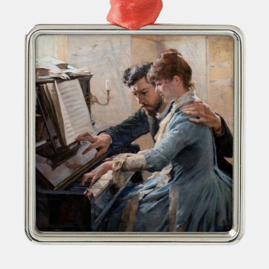Albert Edelfelt - Het spelen van de Piano Metalen Ornament (Voorkant)