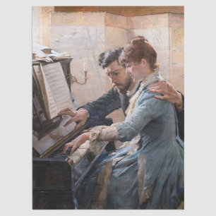 Albert Edelfelt - Het spelen van de Piano Tissuepapier