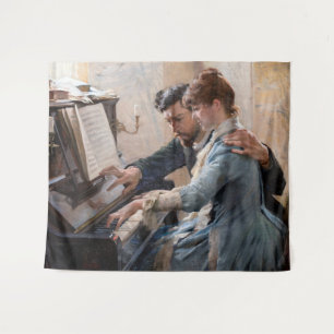 Albert Edelfelt - Het spelen van de Piano Wandkleed
