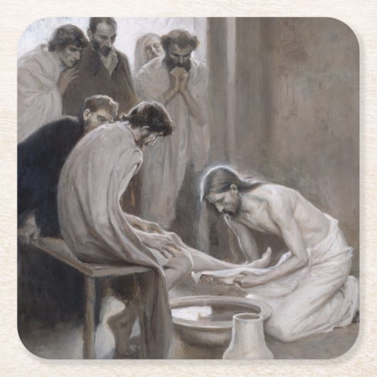 Albert Edelfelt - Jesus Washing Feet of Disciples Kartonnen Onderzetters (Voorkant)