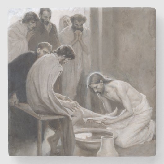 Albert Edelfelt - Jesus Washing Feet of Disciples Stenen Onderzetter (Voorkant)