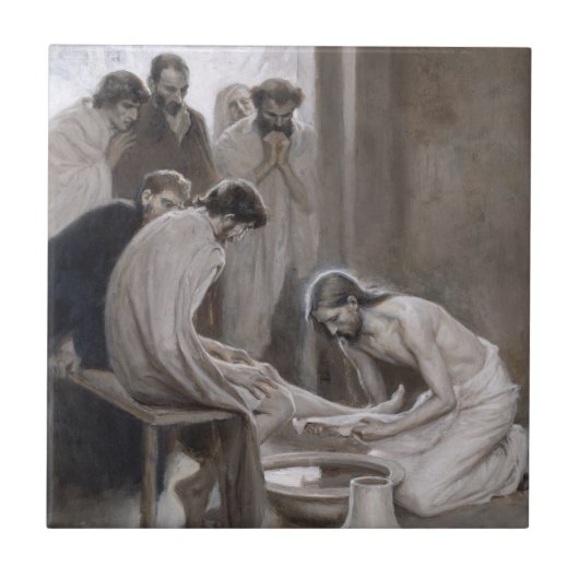 Albert Edelfelt - Jesus Washing Feet of Disciples Tegeltje (Voorkant)