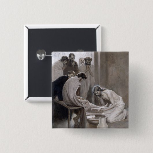 Albert Edelfelt - Jesus Washing Feet of Disciples Vierkante Button 5,1 Cm (Voorkant /achterkant)