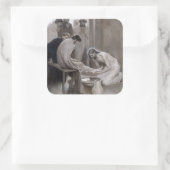 Albert Edelfelt - Jesus Washing Feet of Disciples Vierkante Sticker (Tas)