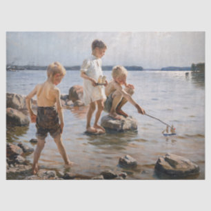Albert Edelfelt - Jongens spelen op de oever Tissuepapier