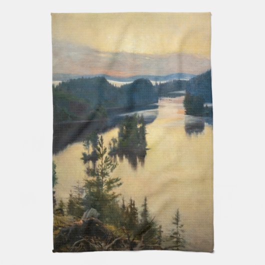 Albert Edelfelt - Kaukola Ridge op Sunset Theedoek (Verticaal)