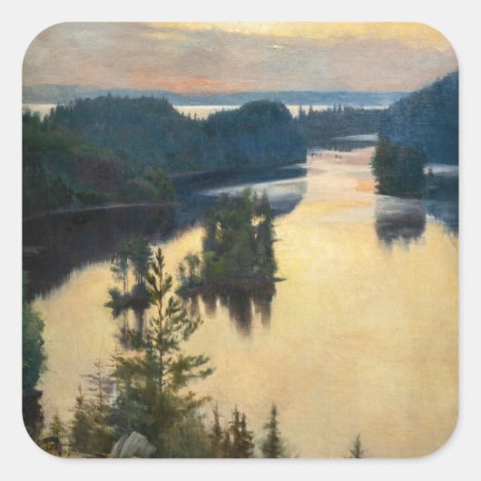 Albert Edelfelt - Kaukola Ridge op Sunset Vierkante Sticker (Voorkant)