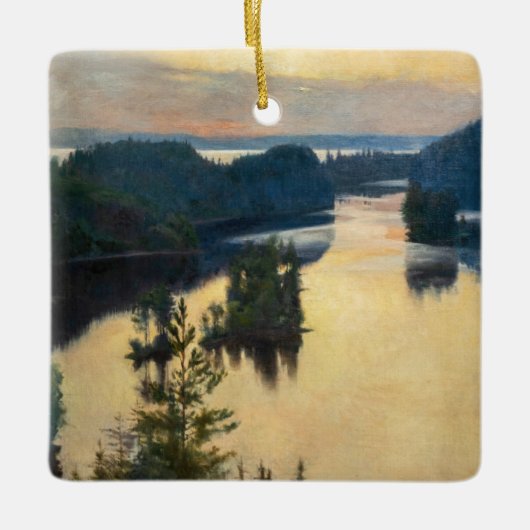 Albert Edelfelt - Kaukola-rug bij zonsondergang Keramisch Ornament (Voorkant)