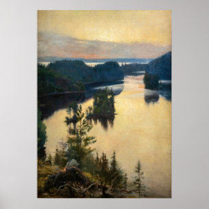 Albert Edelfelt - Kaukola-rug bij zonsondergang Poster