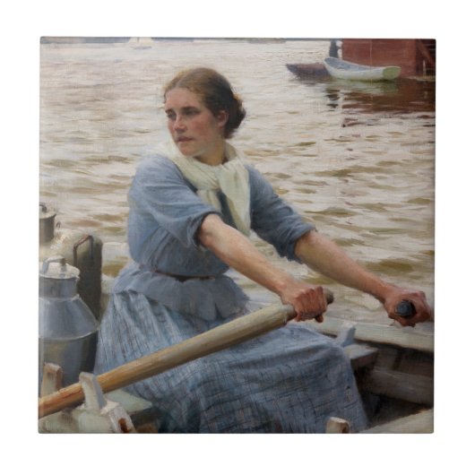 Albert Edelfelt - La Laitiere Tegeltje (Voorkant)