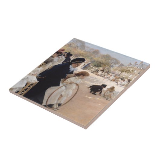 Albert Edelfelt - Luxemburgse tuinen, Parijs Tegeltje (Zijkant)