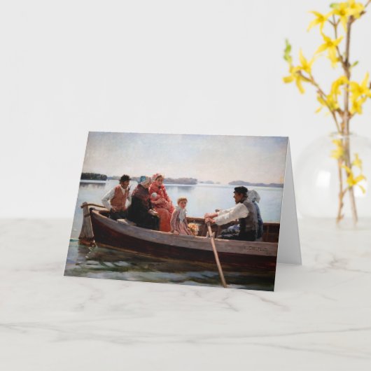 Albert Edelfelt - Naar het kerstfeest Kaart (Gele Bloem)