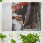 Albert Edelfelt - Naar het kerstfeest Theedoek (Gevouwen)