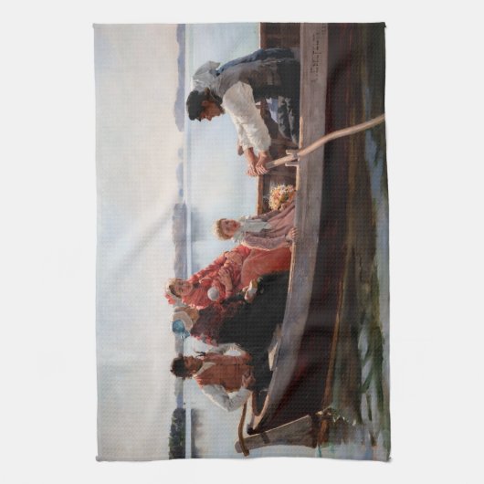 Albert Edelfelt - Naar het kerstfeest Theedoek (Verticaal)