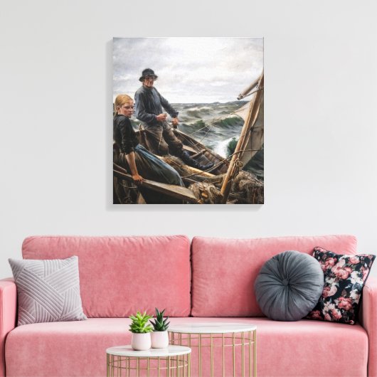 Albert Edelfelt - Op Zee Canvas Afdruk (Insitu (Woonkamer))