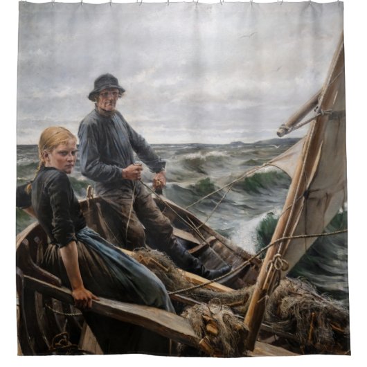 Albert Edelfelt - Op Zee Douchegordijn (Voorkant)