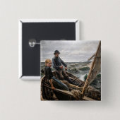 Albert Edelfelt - Op Zee Vierkante Button 5,1 Cm (Voorkant /achterkant)