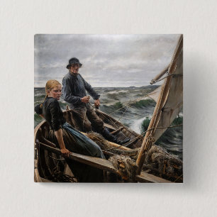 Albert Edelfelt - Op Zee Vierkante Button 5,1 Cm