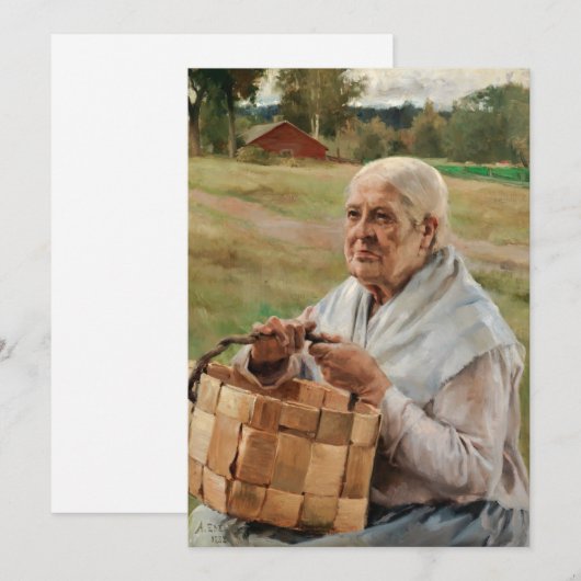 Albert Edelfelt - Oude vrouw met een plint mandje Bedankkaart (Voorkant / Achterkant)