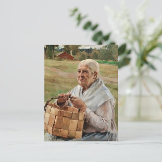 Albert Edelfelt - Oude vrouw met een plint mandje Briefkaart (Staand voorkant)