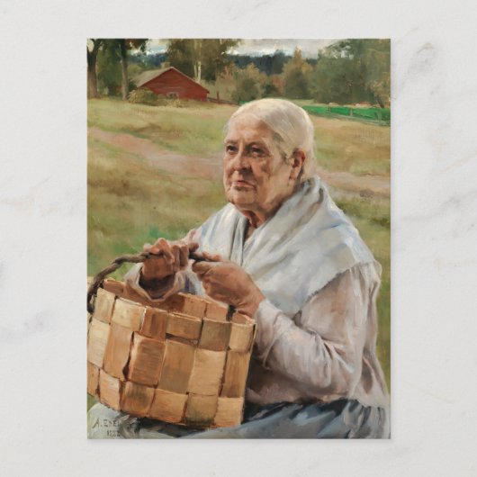 Albert Edelfelt - Oude vrouw met een plint mandje Briefkaart (Voorkant)