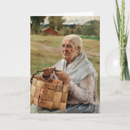 Albert Edelfelt - Oude vrouw met een plint mandje Kaart (Voorkant)