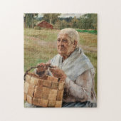 Albert Edelfelt - Oude vrouw met een plint mandje Legpuzzel (Verticaal)