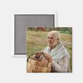 Albert Edelfelt - Oude vrouw met een plint mandje Magneet (Voorkant / Achterkant)