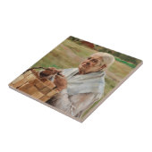 Albert Edelfelt - Oude vrouw met een plint mandje Tegeltje (Zijkant)