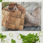 Albert Edelfelt - Oude vrouw met een plint mandje Theedoek (Gevouwen)