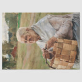 Albert Edelfelt - Oude vrouw met een plint mandje Tissuepapier (Voorkant)