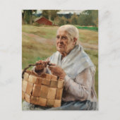 Albert Edelfelt - Oude vrouw met een splintmand Briefkaart (Voorkant)