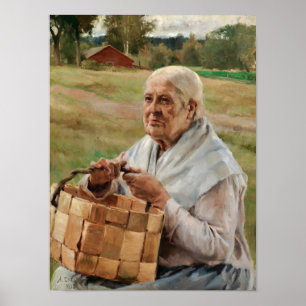 Albert Edelfelt - Oude vrouw met een splintmand Poster