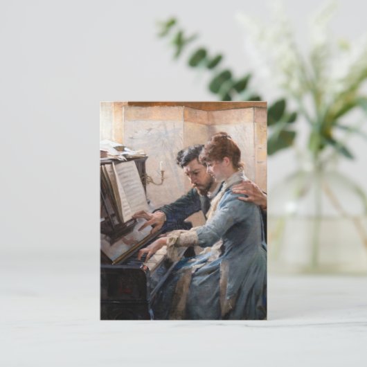 Albert Edelfelt - Piano spelen Briefkaart (Staand voorkant)