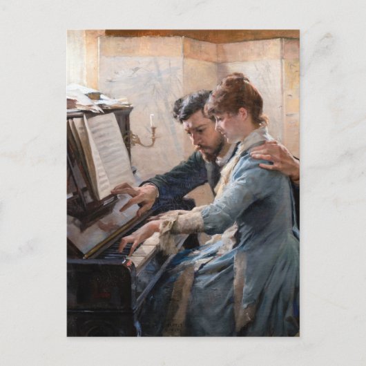 Albert Edelfelt - Piano spelen Briefkaart (Voorkant)